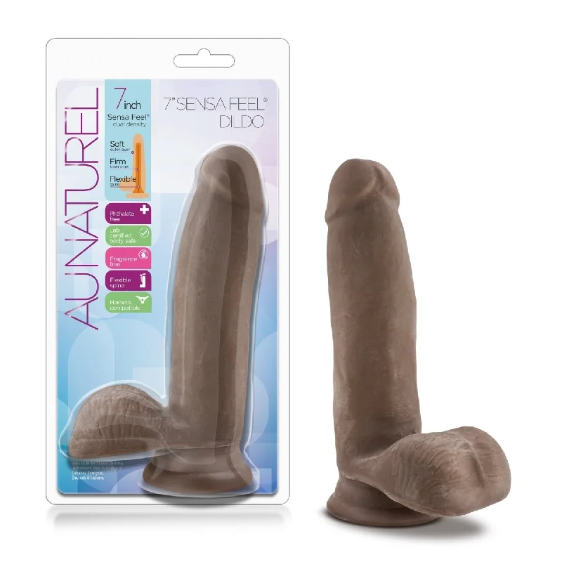 how-to-enhance-penis-vitality-Au Naturel - 7 Inch Sensa Feel Dildo - Chocolate