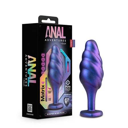 anal toys with adjustable shaft-Anal Adventures Matrix Silicone Bumped Bling Plug Sapphire