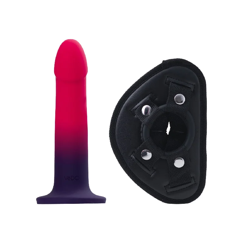 Dildo-dirty-Duo Semi-Realistic Dildo With Harness - Pink/purple