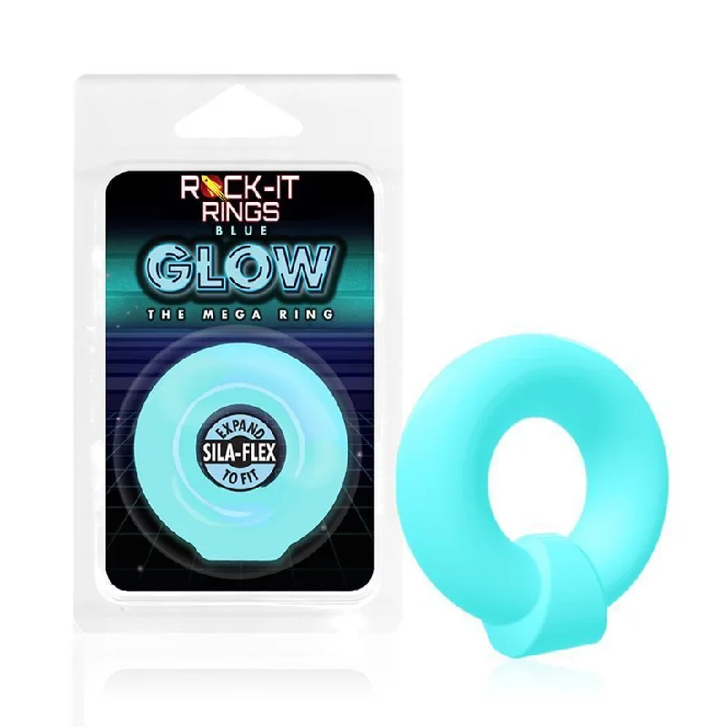 anal toys for sensual play-Rock-it Rings GLOW The Mega Ring C-Ring - Glows in the Dark! - Blue