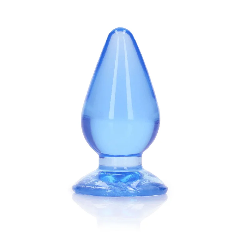 anal toys for gentle fun-RealRock Crystal Clear 3.5 in. Anal Plug Blue