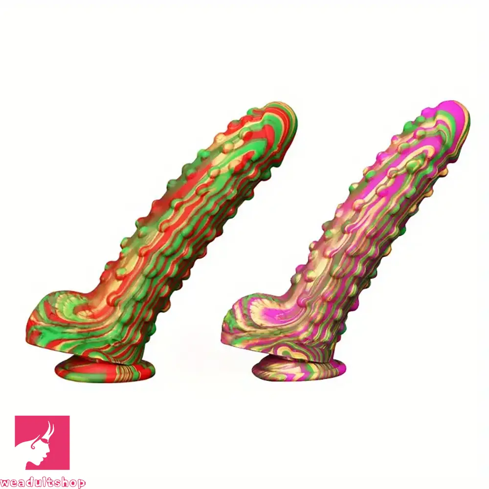 Penis-passive-8.86in Spiked Soft Silicone Big Meat Pellet Mixed Color Dildo