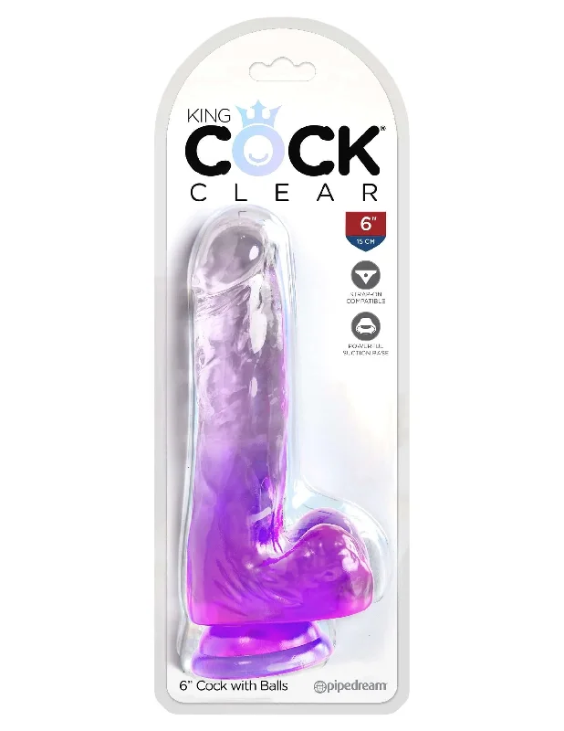 penis-skin-infection-treatments-King Cock Clear 6 Inch With Balls - Purple