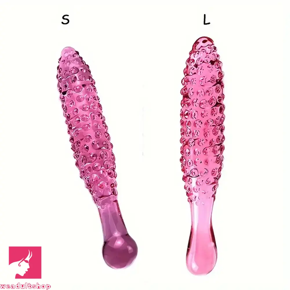 Penis-classic-6.3in 6.69in Glass Pink Spiked Dildo Adult Sex Toy For Clit Masturbation