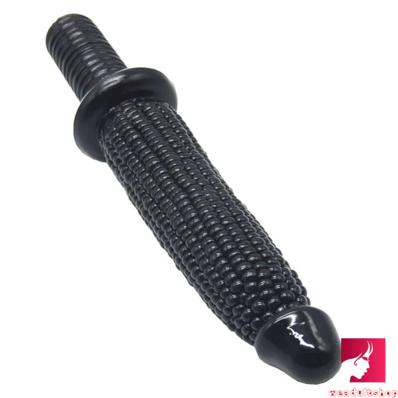 Dildo-long-13.33in Big Black Long Corn Shape Huge Dildo With Handle