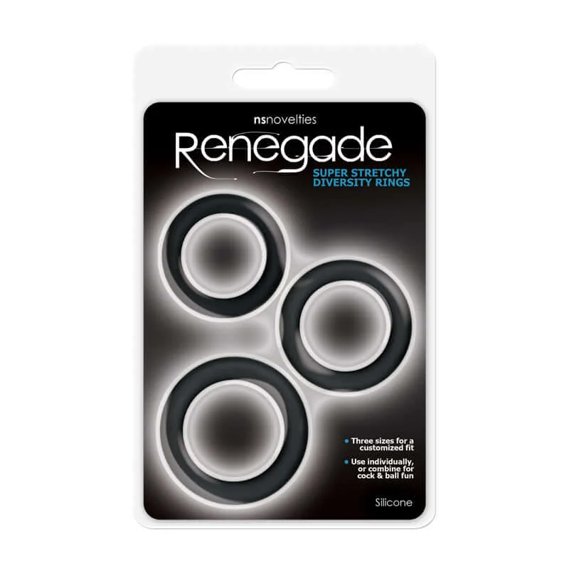 cock ring premium texture-Renegade Diversity Rings – Set of 3 Silicone Cock Rings (30mm, 35mm, 40mm)