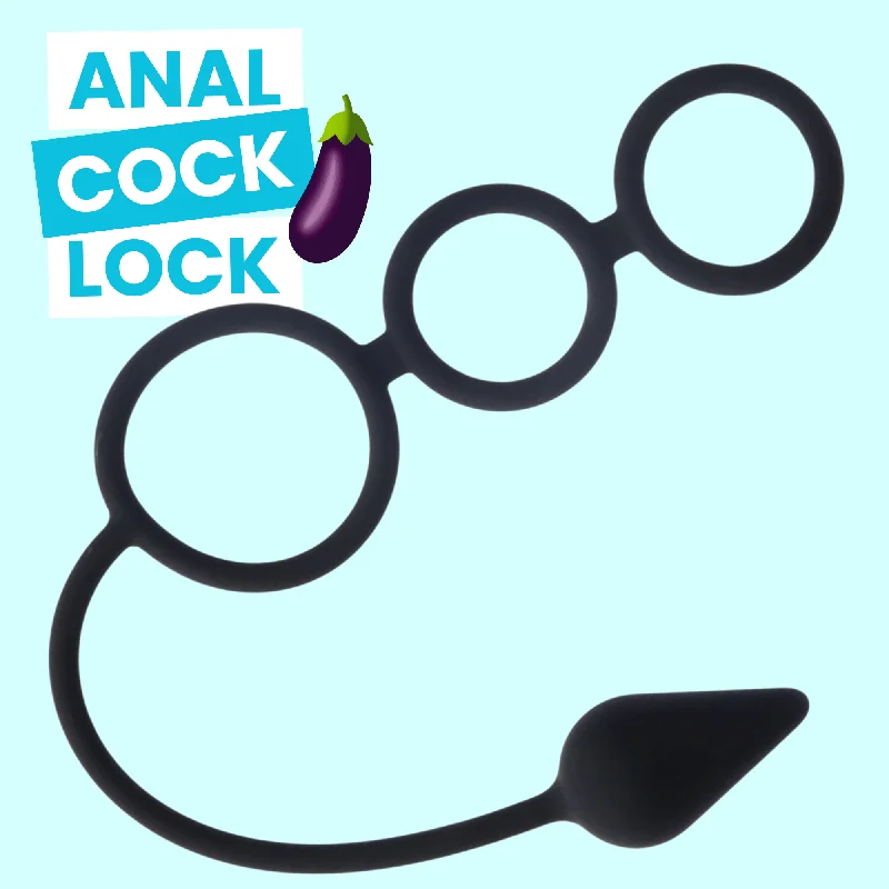 anal toys with portable tip-Anal Locking Cock Cage Tri Ring