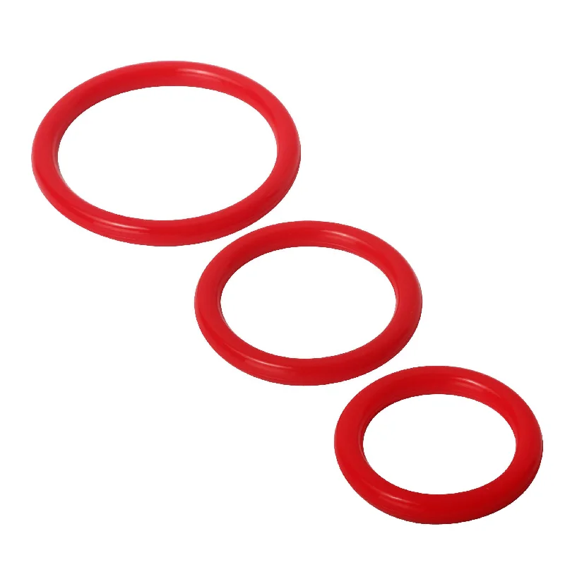 cock ring extra comfort-Trinity Silicone Cock Rings Red