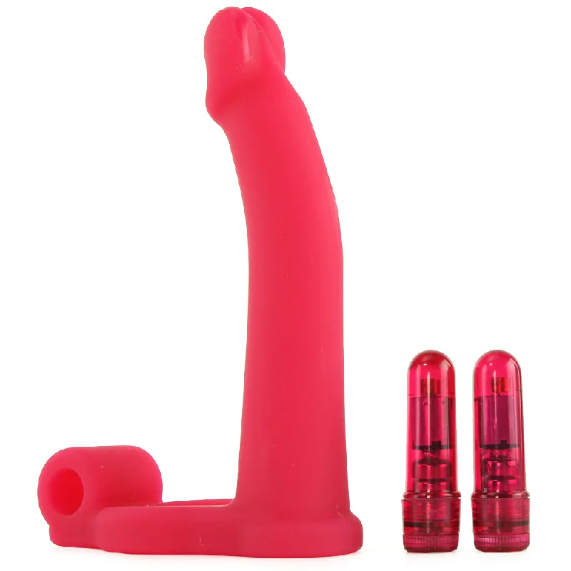 cock ring water tight-Double Penetrator Silicone Studmaker Cock Ring in Pink