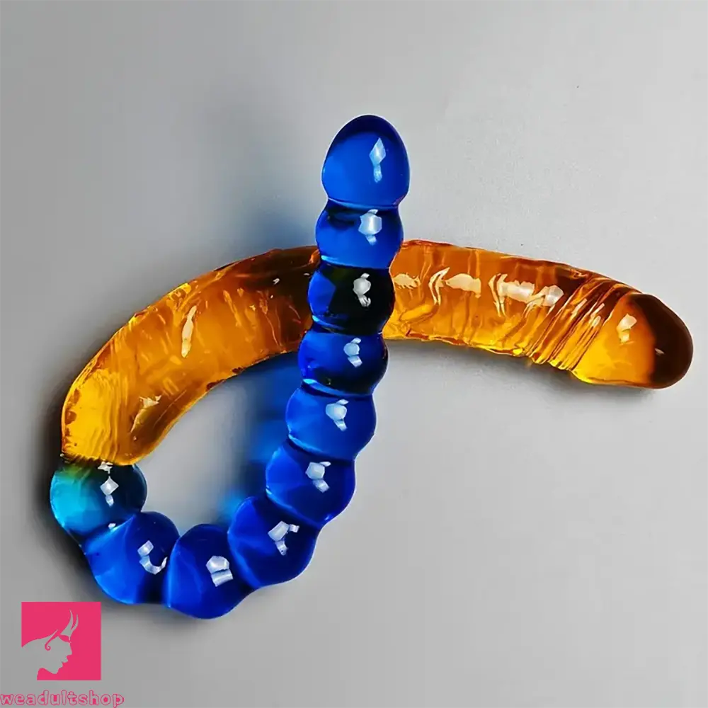 anal toys with ribbed texture-17.8in Big Long Dual Heads Dildo With Anal Beads For G-Spot