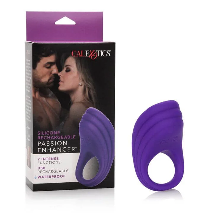 cock ring firm texture-Passion Enhancer Silicone Rechargeable Vibrating Ring - Purple | 7 Functions