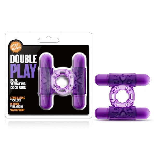 cock ring low cost-Play With Me Double Play Dual Vibrating Cock Ring Purple