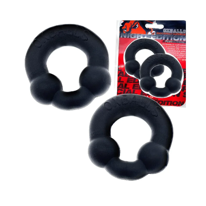 anal toys for erotic play-Oxballs ULTRABALLS 2-pack NIGHT EDITION cockrings PLUS+silicone