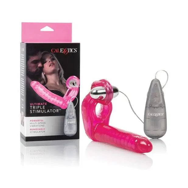 cock ring smooth style-The Ultimate Triple Stimulator Flexible Dong W/cock Ring - Pink