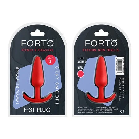 anal toys with quiet base-Forto F-31 Silicone Anal Plug Small Red