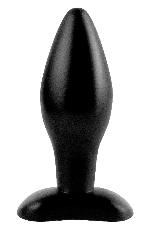 anal toys with long base-Anal Fantasy Collection Medium Silicone Plug - Black