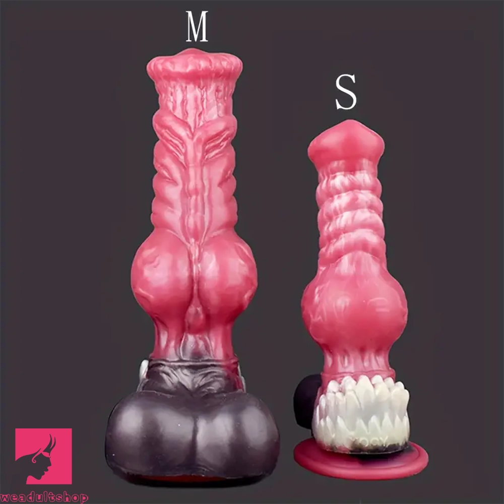 Penis-fragile-8.26in 10.43in Dog Knot Big Silicone Soft Cock Dildo For Women