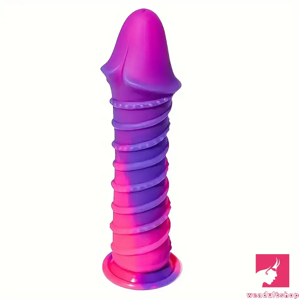 Dildo-stored-9.8in Odd Design Silicone Soft Big Dildo With Thread Pseudo Sex Toy