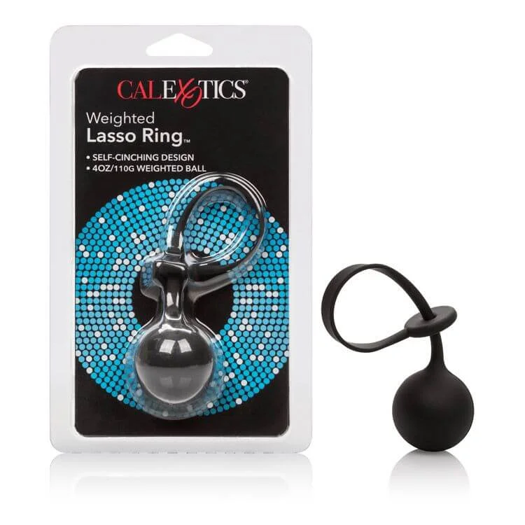 cock ring snug style-Weighted Lasso Ring Black - Silicone Pleasure Ring, 1.75" Diameter