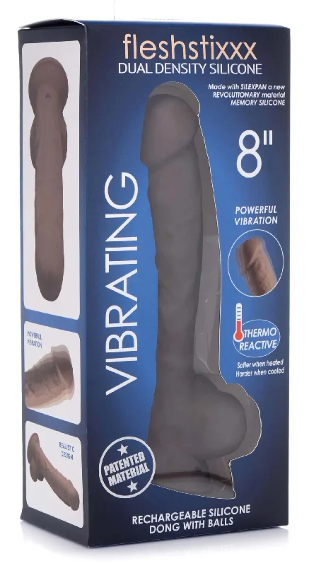 penis-surgery-cost-facts-Fleshstixxx 8 inches Vibrating Silicone Dildo With Balls Brown