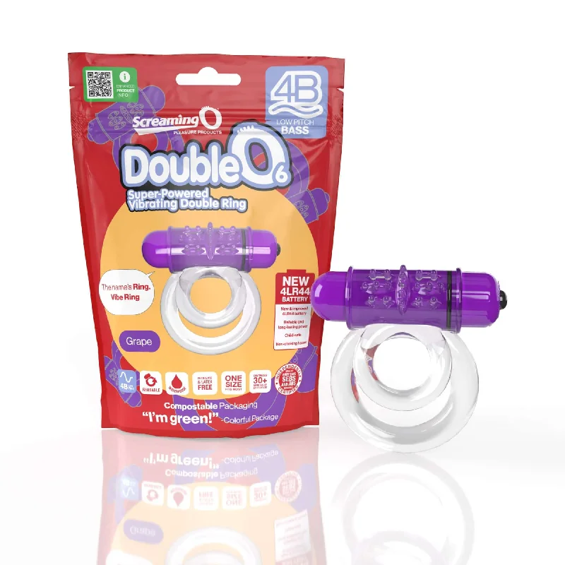 cock ring intense grip-Screaming O 4B Double O 6 Grape Bass Low Pitch Purple Vibrating Cock Ring