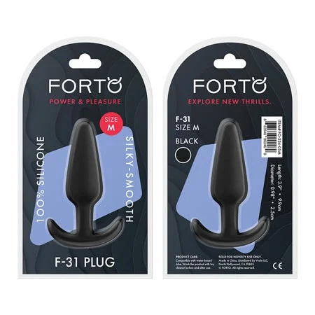 anal toys for erotic pleasure-Forto F-31 Silicone Anal Plug Medium Black