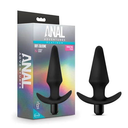 anal toys with slim tip-Blush Anal Adventures Platinum Silicone Vibrating Plug Black