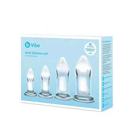 anal toys for sensual pleasure-b-Vibe 4-Piece Anal Dilators Glass Plug Set