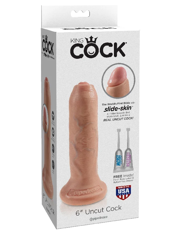 penis-health-for-middle-age-King Cock Uncut 6 inches Dildo - Realistic Foreskin & Suction Cup Base