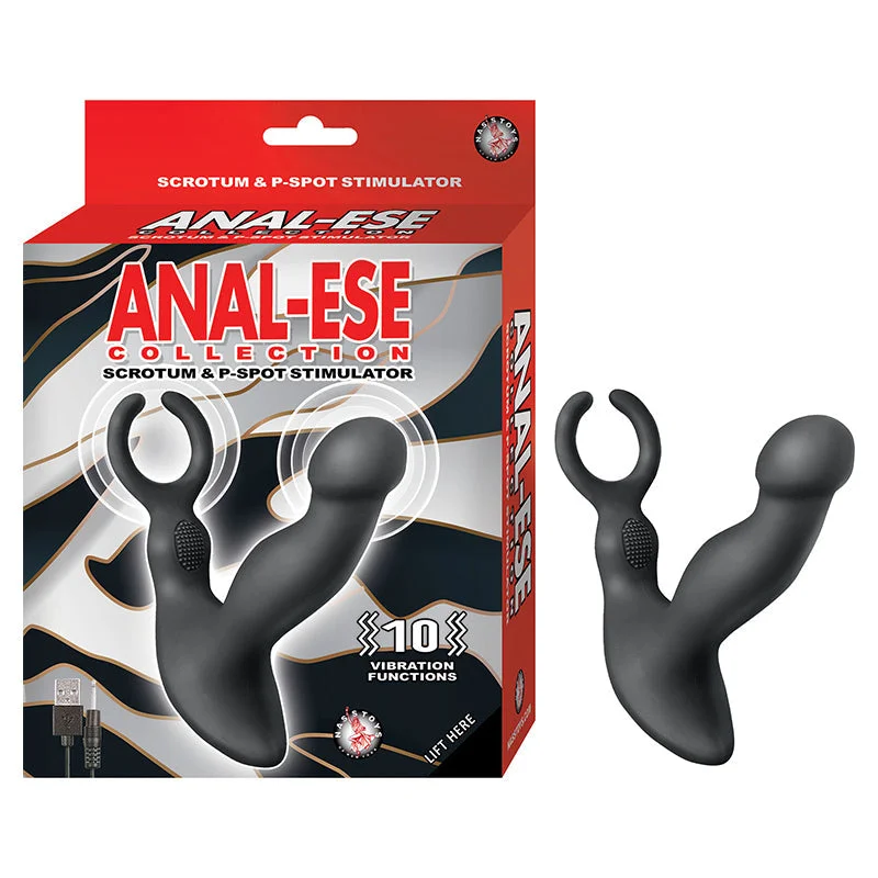 anal toys with sturdy shaft-Anal-Ese Collection Scrotum & P-Spot Stimulator - Black