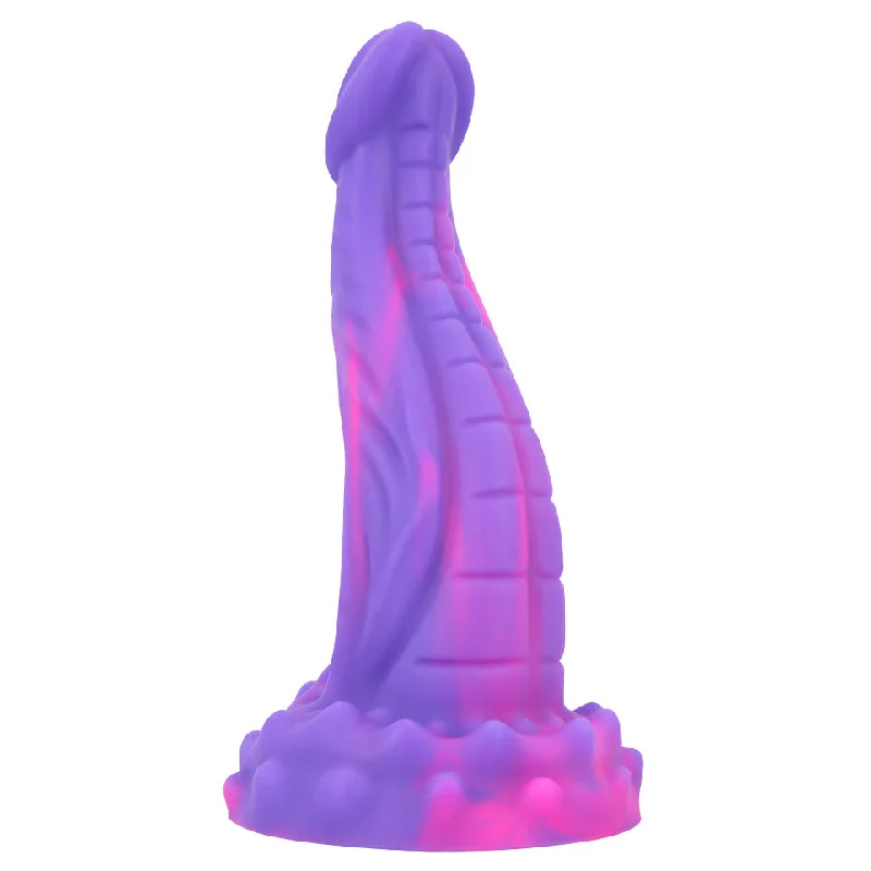 Penis-straight-Mixed Color Mamba - Colored Liquid Silicone Flexible Snake Head Dildo with Strong Suction Cup 8.3 inch