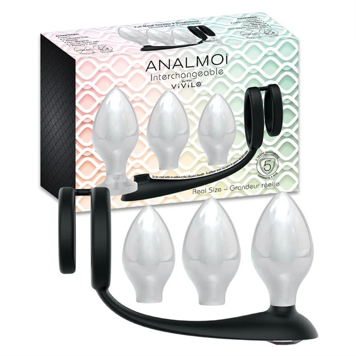 anal toys with smooth tip-Analmoi Cock Ring & Butt Plug Set by Vivilo