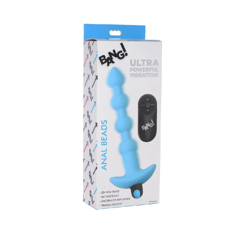 anal toys with bold tip-BANG! Vibrating Silicone Anal Beads & Remote Control Blue