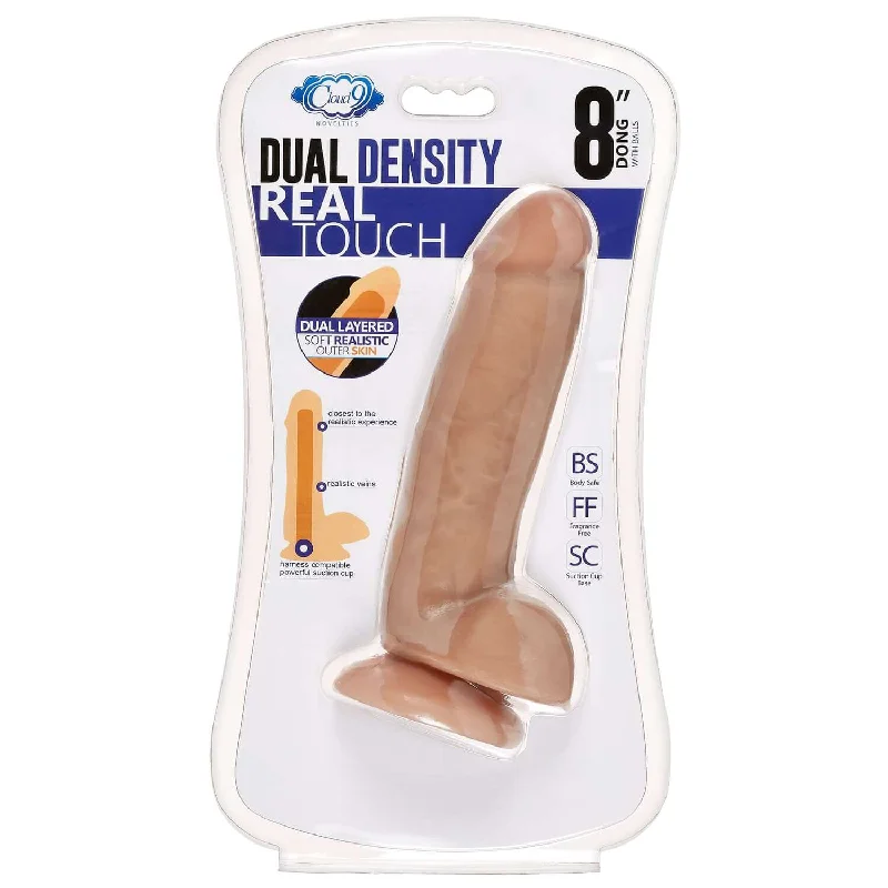 penis-care-for-athletes-8 inches Dual Density Real Touch Thick With Realistic Painted Veins and Balls Dildo - Tan