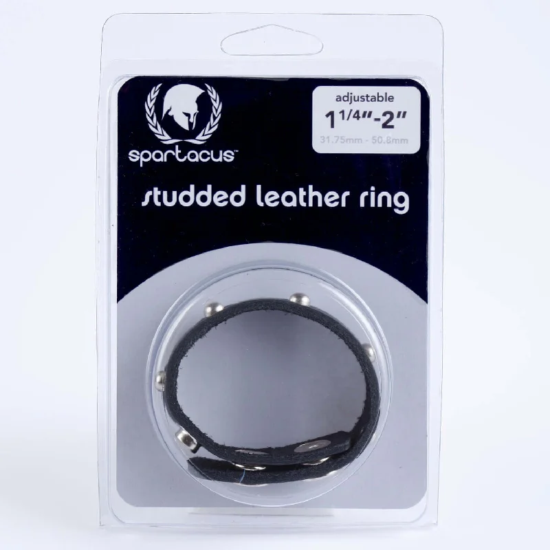 cock ring premium texture-Spartacus Leathers Cock Gear Leather Cock Ring - Adjustable and Studded for Enhanced Pleasure