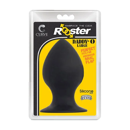 anal toys for couples pleasure-Curve Toys Rooster Daddy-O Large Silicone Anal Plug with Suction Cup Black