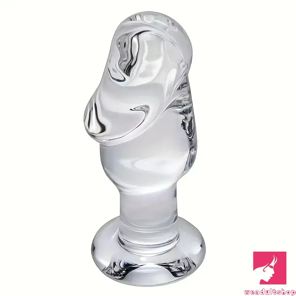 Penis-mottled-4.63in Clear Elegant Glass Crystal Dildo For Women Men With Base