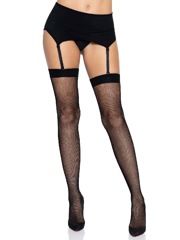 sexy angel lingerie-Micro Net Butterfly Backseam Thigh High - One Size - Black