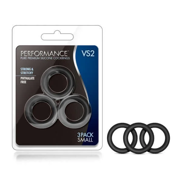 cock ring sleek texture-Performance VS2 Pure Premium Silicone Cock Rings Small Black