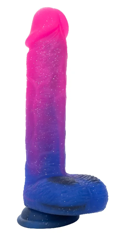 Dildo-risky-Naughty Bits Ombre Hombre XL Vibrating Dildo - - Pink/purple