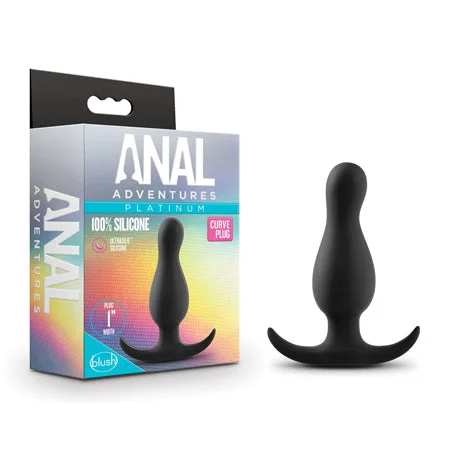 anal toys with sleek shaft-Blush Anal Adventures Platinum Silicone Curve Plug Black