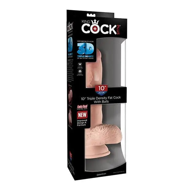 cock ring bold texture-King Cock Plus 10" Triple Density Fat Cock W/balls