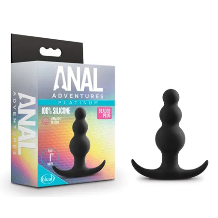 anal toys for bedroom pleasure-Blush Anal Adventures Platinum Silicone Beaded Plug Black