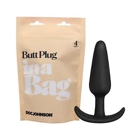 anal toys for sensual fun-Doc Johnson Butt Plug In A Bag 4 in. Silicone Black