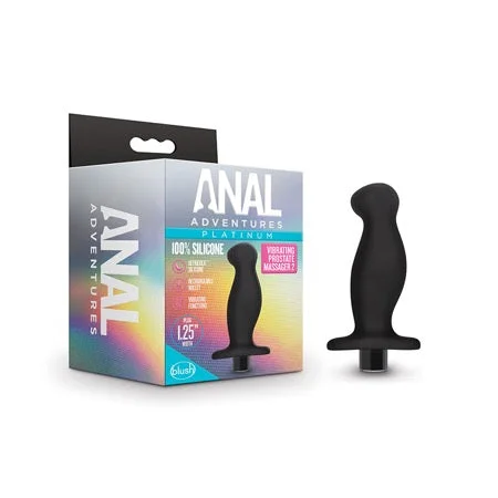 anal toys for beginner fun-Blush Anal Adventures Platinum Silicone Rechargeable Vibrating Prostate Massager 02 Black