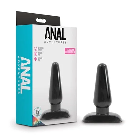 anal toys for quiet fun-Blush Anal Adventures Basic Anal Plug Medium Black