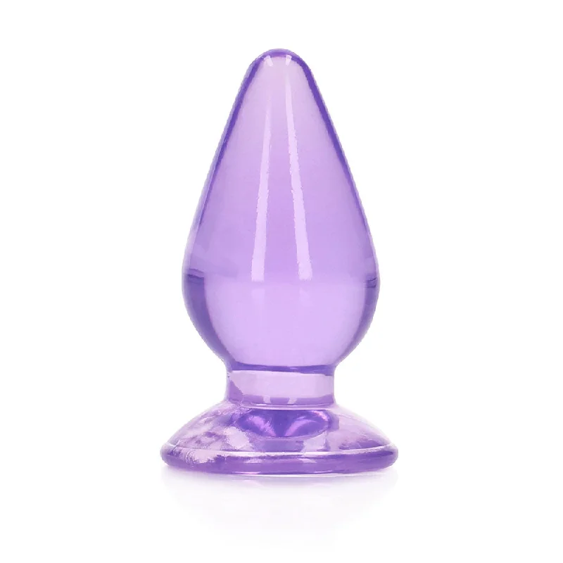 anal toys for erotic fun-RealRock Crystal Clear 4.5 in. Anal Plug Purple