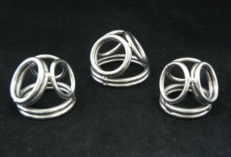 cock ring luxury finish-Custom Sized Quad Rings Cock Cage Cockring in Stainless Steel