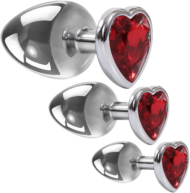 anal toys with sleek texture-Three Hearts Gem Anal Plug Set