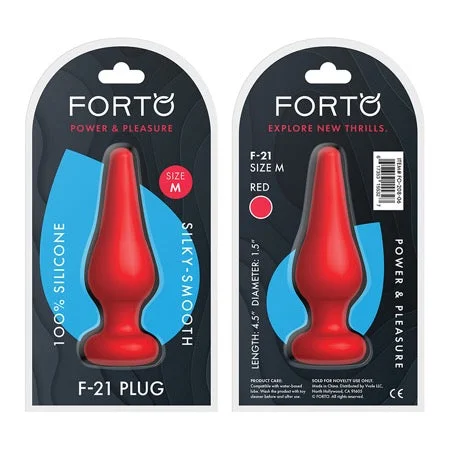 anal toys with strong base-Forto F-21 Tear Drop Silicone Anal Plug Medium Red